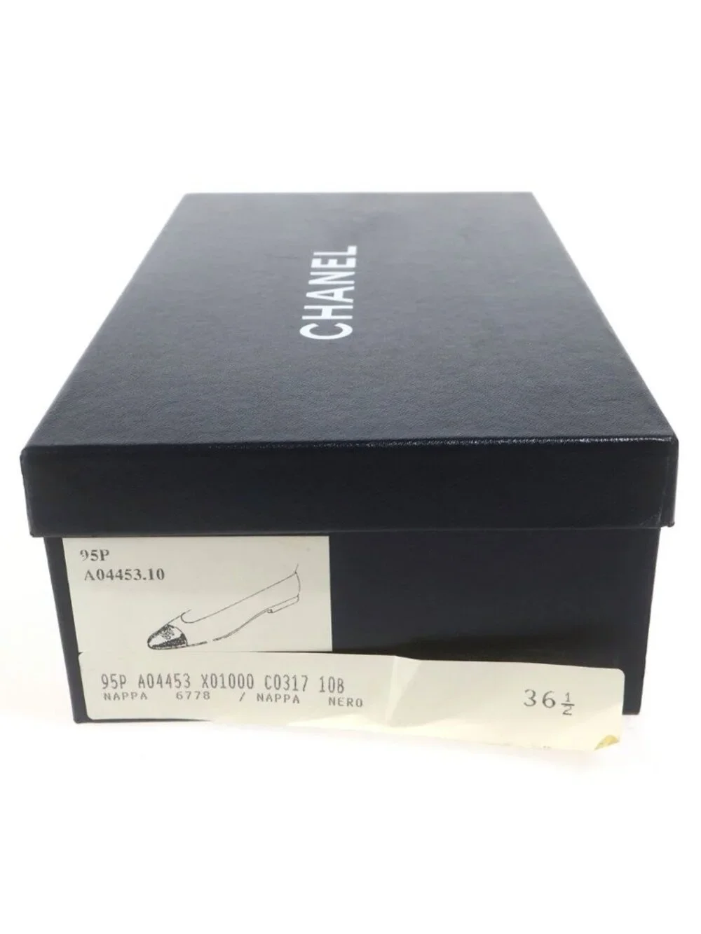 Chanel CC Logo Flat Shoes Pumps Leather Black Beige